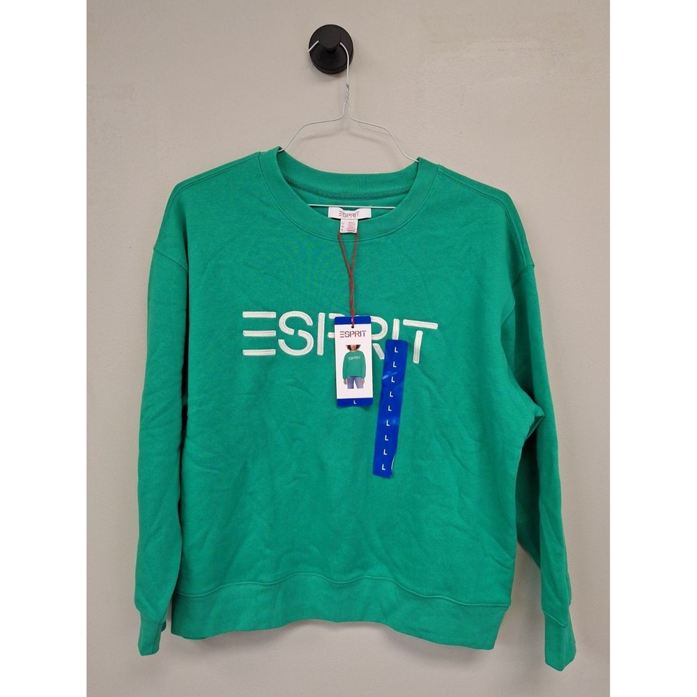 Esprit Women's Long Sleeve Crewneck Sweatshirt, Green, Size: Large, New